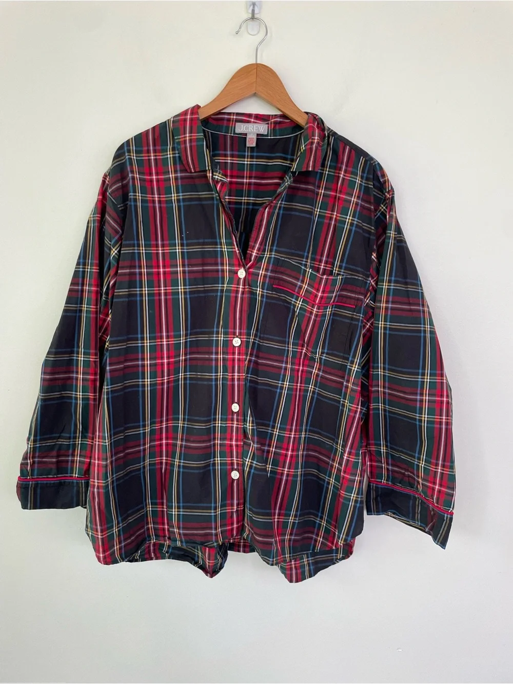 J Crew Pajama Top Only in Stewart Tartan Cotton Poplin size 2X Plaid Button Up